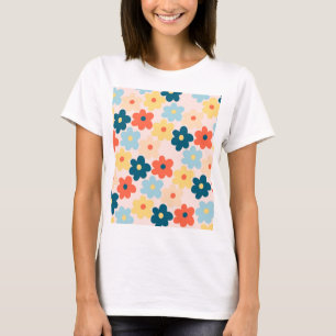 T-shirt Motif de fleurs hippie rétro coloré