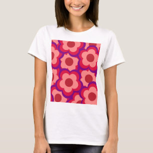 T-shirt Motif de fleurs hippie rétro couleur gras