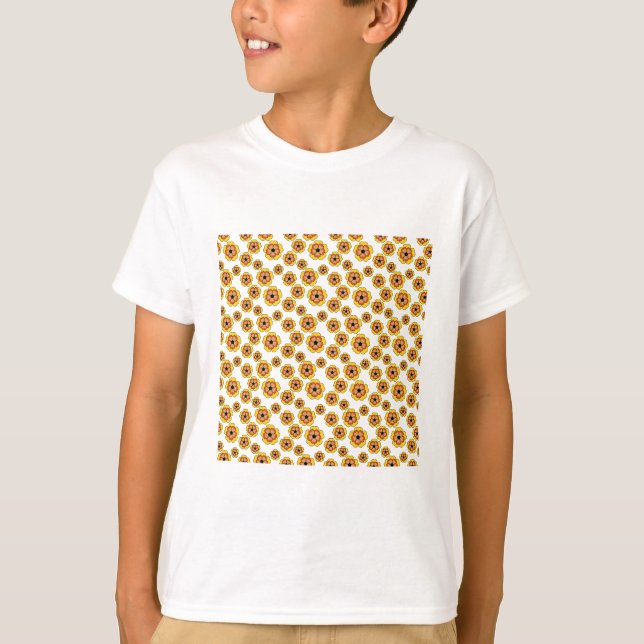 T-shirt Motif de fleurs orange jaune (Devant)