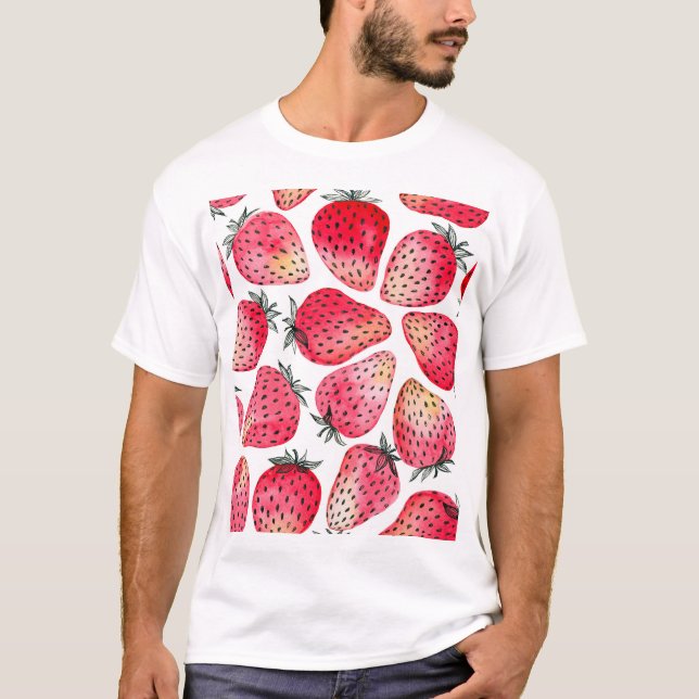 T-shirt Motif de fraises d'aquarelle. (Devant)