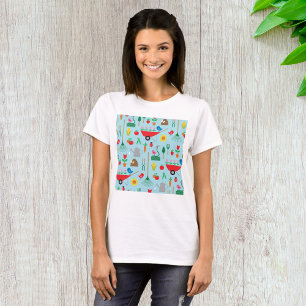 T-shirt Motif de jardin Fleurs printanières et outils de j
