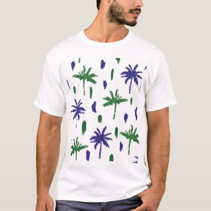 T-shirt Motif de la marine Blue Green Palm