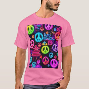 T-shirt Motif de la Paix de Néon coloré