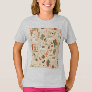 T-shirt Motif de lamas ludiques du désert