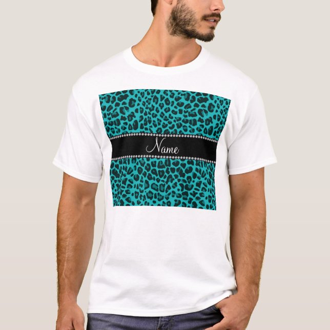 T-shirt motif de léopard turquoise (Devant)