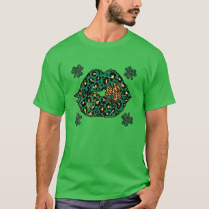 T-shirt Motif de lèvres de la Saint-Patrick vert pour femm