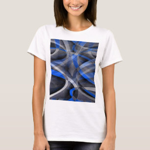 T-shirt Motif de ligne incurvée bleu cool sur le thème des