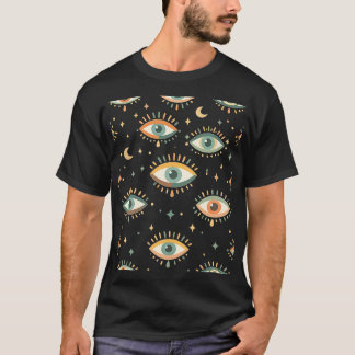 T-shirt Motif de mauvais œil céleste – Lune mystique bohèm