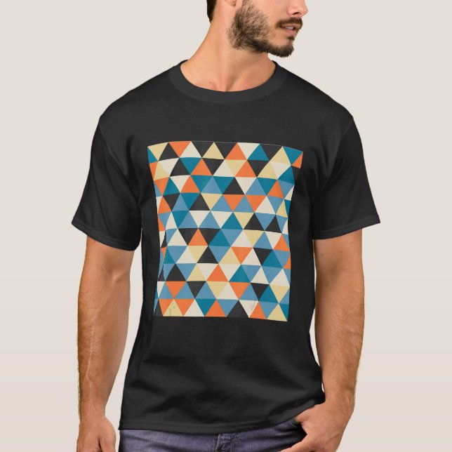 T-shirt motif de mosaïque géométrique ensemble géométrique (Devant)