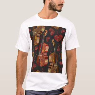 T-shirt Motif de musique violon Red Heart