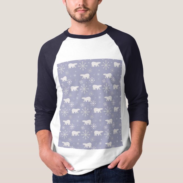 T-shirt Motif de Noël avec ours polaires et flocons de nei (Devant)