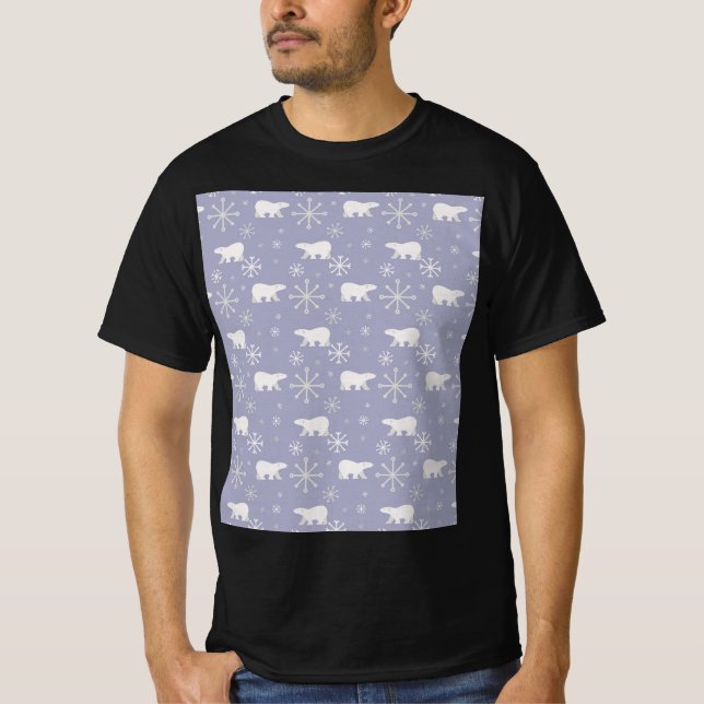 T-shirt Motif de Noël avec ours polaires et flocons de nei (Devant)