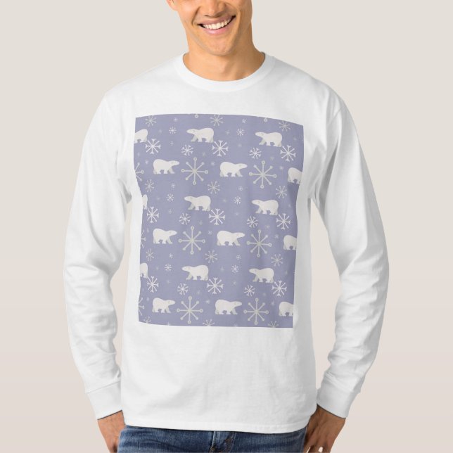 T-shirt Motif de Noël avec ours polaires et flocons de nei (Devant)