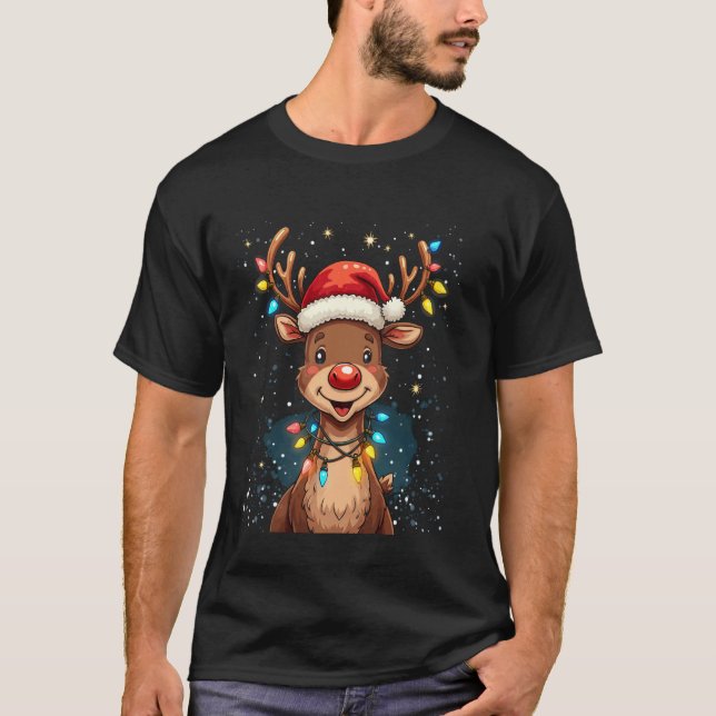T-shirt Motif de Noël de renne (Devant)