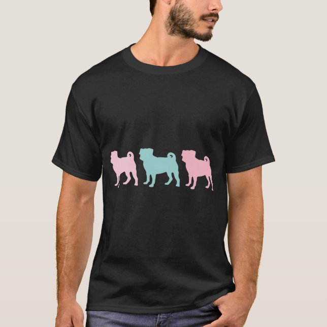 T-shirt Motif de petits pug pastel (Devant)