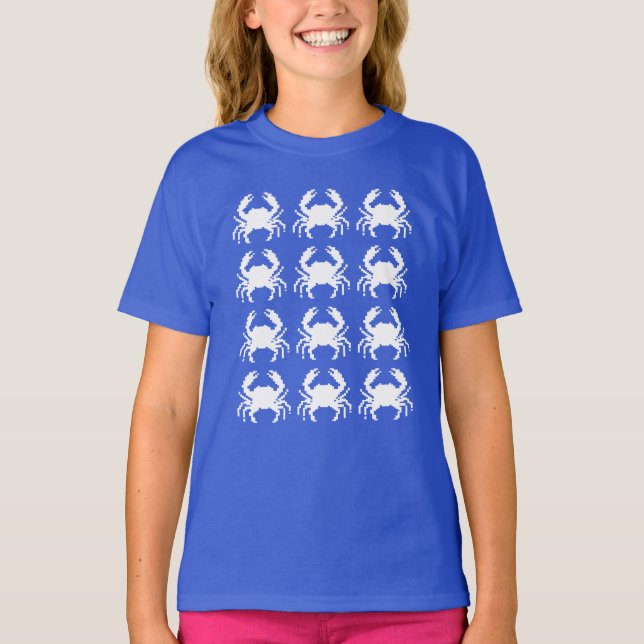 T-shirt Motif de pixel de crabe répétitif (Devant)