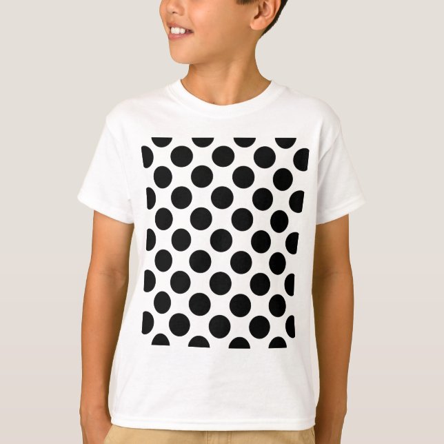 T-shirt Motif de pois noir et blanc classique (Devant)
