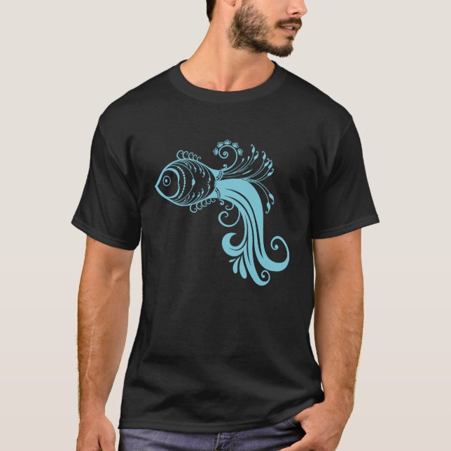 T-shirt Motif de poisson bleu (Devant)