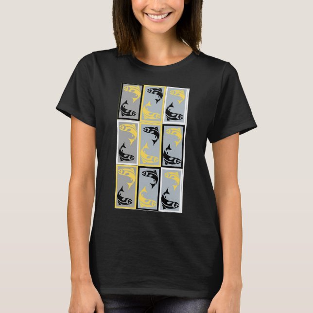 T-shirt motif de poisson noir et jaune (Devant)
