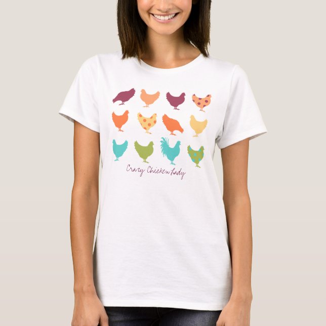 T-shirt Motif de poulet multicolore funky (Devant)