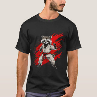 T-shirt Motif de raton laveur de karaté Taekwondo Jiu-Jits
