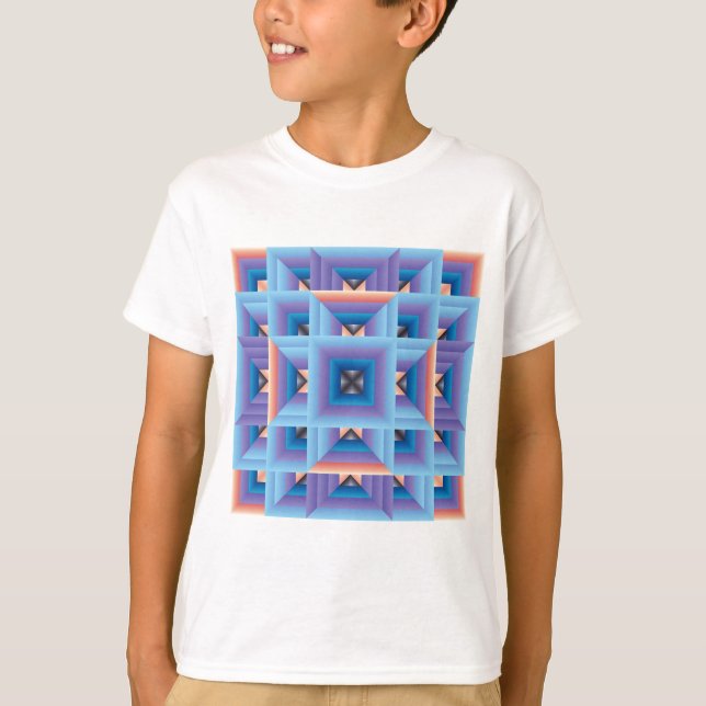 T-shirt Motif de surface composée 3 en bleu et violet (Devant)