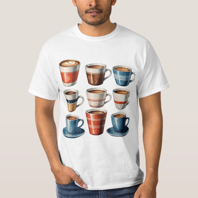 T-shirt Motif de tasses à café - Conception de Café Confor (Devant)