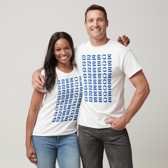 T-shirt Motif de texte bleu GREECE (Unisexe)