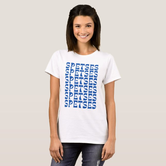 T-shirt Motif de texte bleu SPETSES (Devant entier)