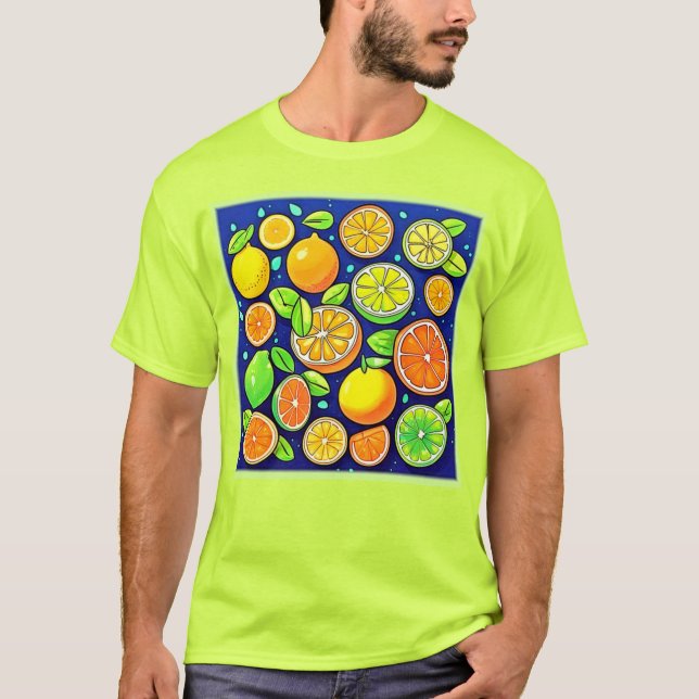 T-shirt Motif de tranche d'agrumes frais (Devant)