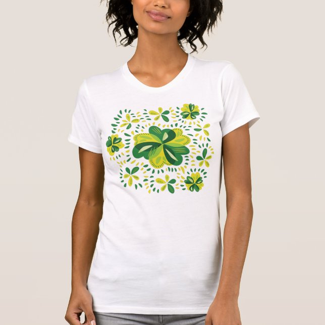 T-shirt Motif de trèfle irlandais vert (Devant)