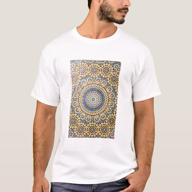 T-shirt motif de tuiles géométriques, Maroc (Devant)