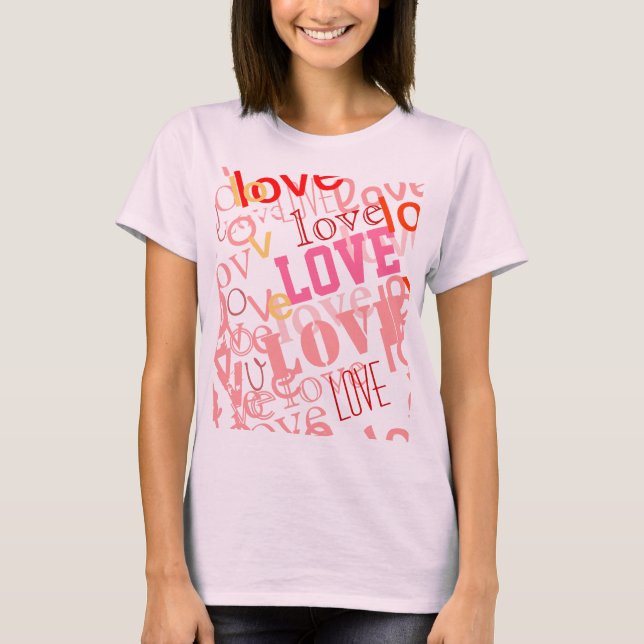 T-shirt motif de typographie de mot d'amour (Devant)