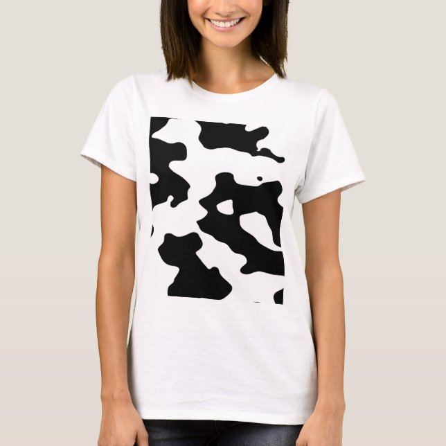 T-shirt Motif de vache noir et blanc (Devant)