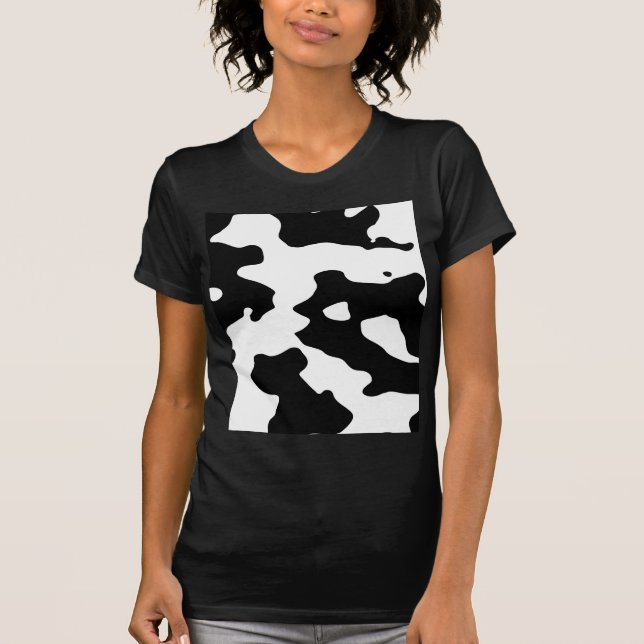 T-shirt Motif de vache noir et blanc (Devant)