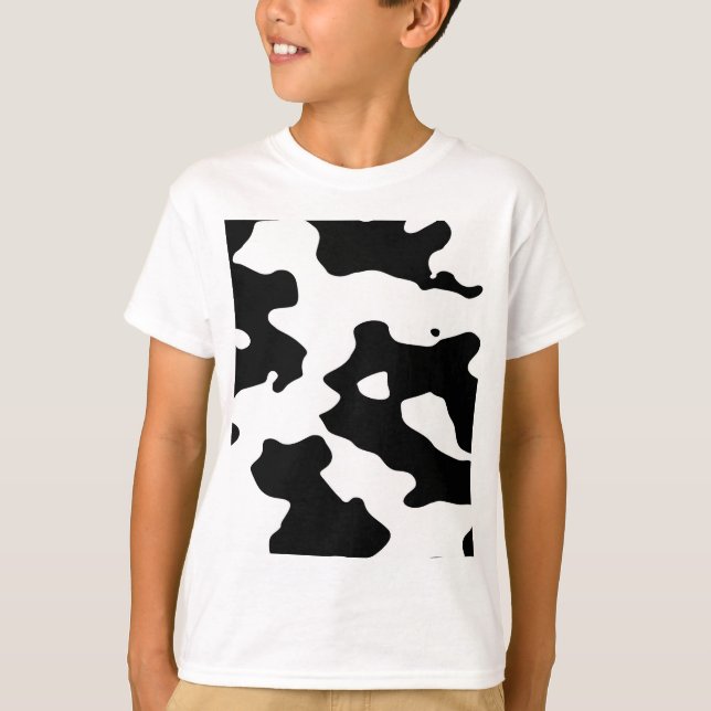 T-shirt Motif de vache noir et blanc (Devant)