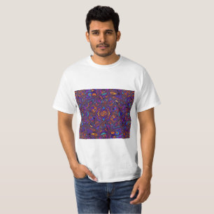 T-shirt Motif de vague abstrait violet et bleu vibrant