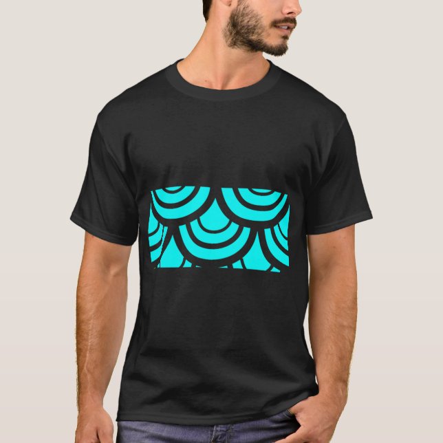 T-shirt Motif d'écailles de poisson - Aqua (Devant)