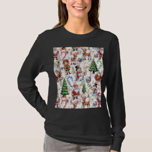 T-shirt Motif décoratif de Noël sur fond blanc