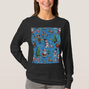 T-shirt Motif décoratif de Noël sur fond bleu