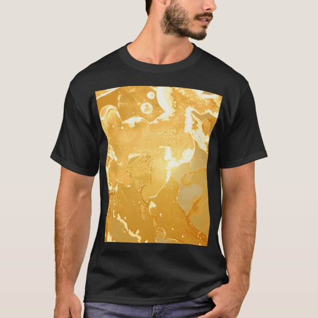 T-shirt Motif d'encre de marbre jaune doré (Devant)