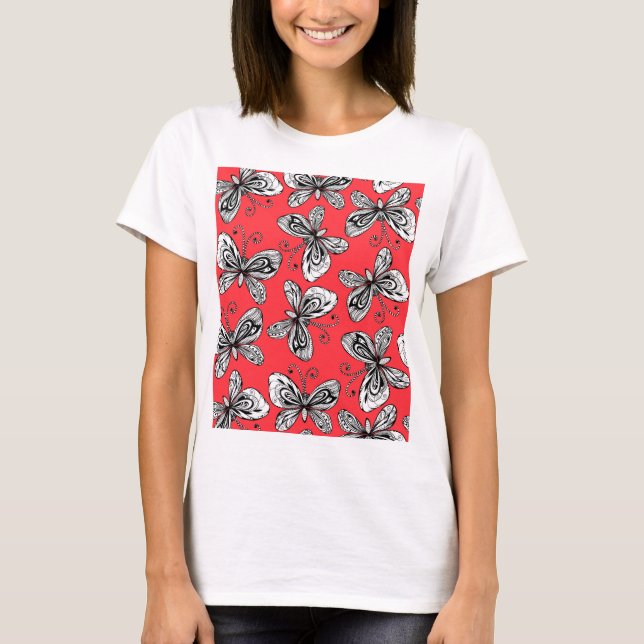 T-shirt Motif des papillons de Doodle (Devant)