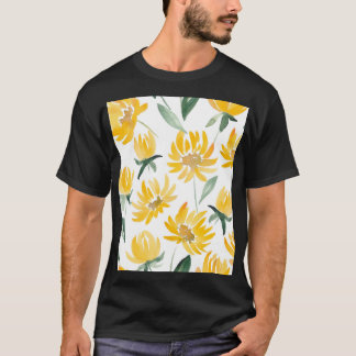 T-shirt Motif d'été feuille de fleurs jaunes
