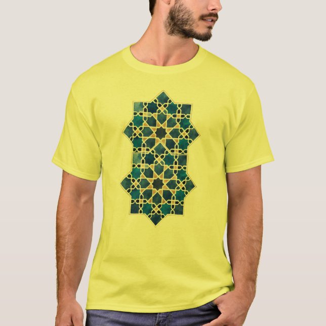 T-shirt Motif d'étoile géométrique islamique marocain aqua (Devant)