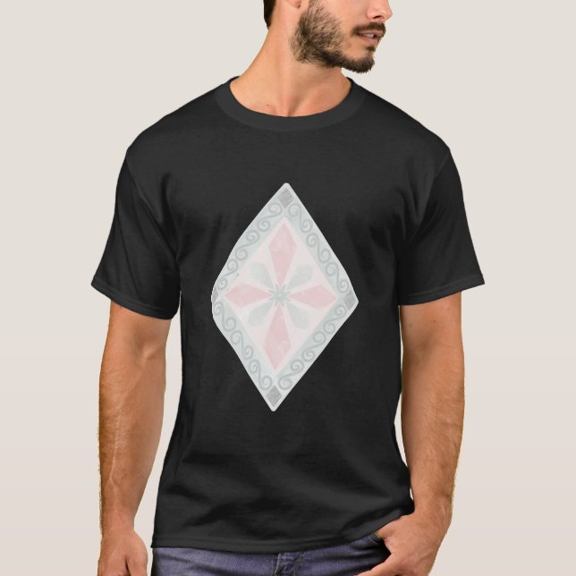 T-shirt Motif diamant pastel vert et rose (Devant)