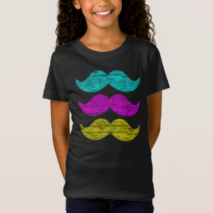 T-Shirt Motif d'impression de moustache couleur CMY