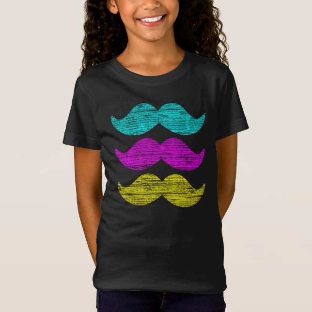 T-Shirt Motif d'impression de moustache couleur CMY (Devant)