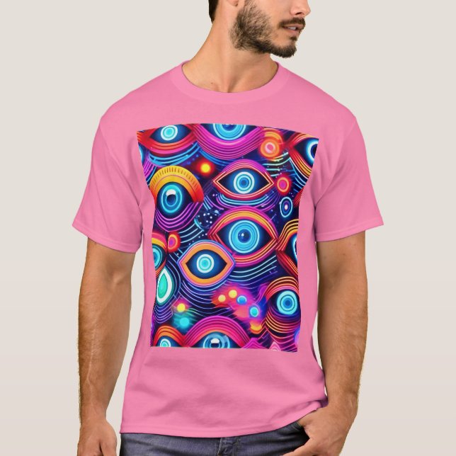 T-shirt Motif d'oeil psychédélique coloré (Devant)