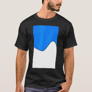 T-shirt Motif D'Ondes Géométrique À Deux Tons Azur Et Blan