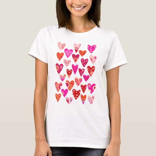 T-shirt Motif du coeur rose rouge (Devant)